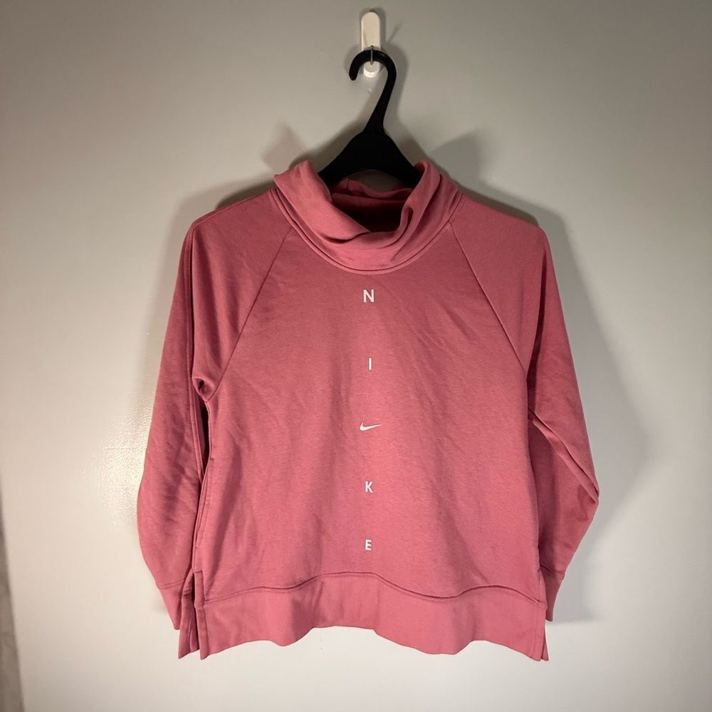 Nike Women's Get Fit Funnel-Neck Pink Pullover Sweatshirt (CU5659-614) Size S